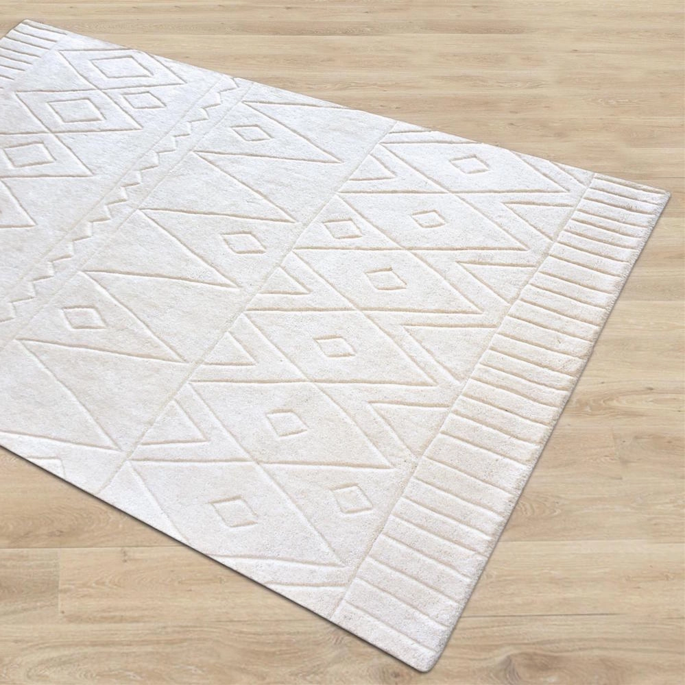 Anushka Cream White Wool Rug