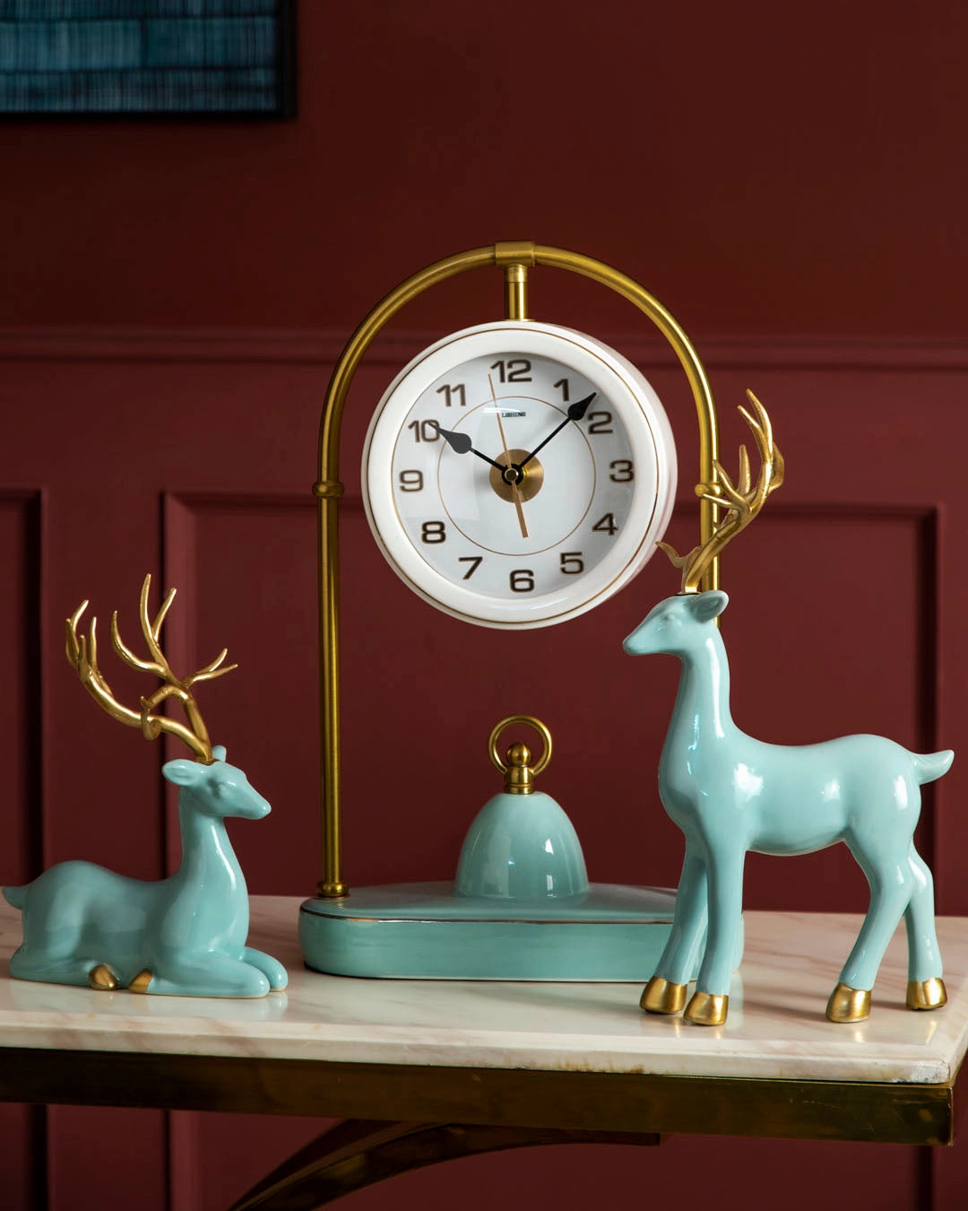 Aqua Serenity Deer Table Clock - Set Of 3