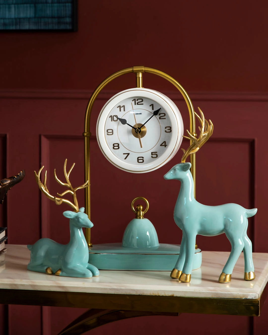 Aqua Serenity Deer Table Clock - Set Of 3