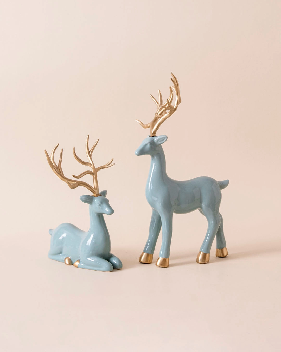 Aqua Serenity Deer Table Clock - Set Of 3