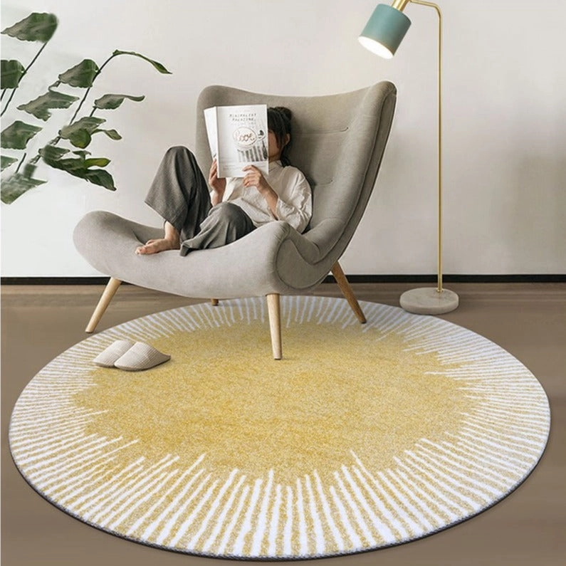 Arbus Modern Yellow Round Rugmodern color block patchwork rug