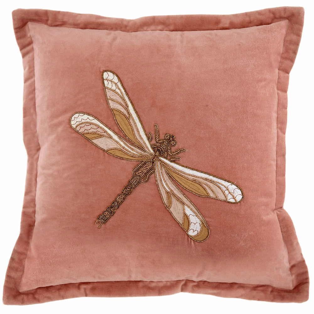 Aria Embroidered Feather Cushion Pink
