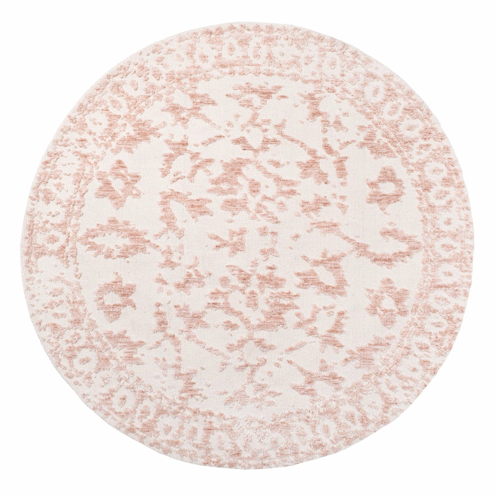 Aria Pink and Ivory Floral Transitional Round Rugmodern color block patchwork rug