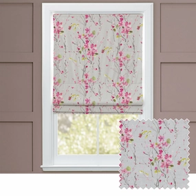 Armathwaite Printed Cotton Made to Measure Roman Blinds Blossom/Silverbedding sets ,throw blankets 