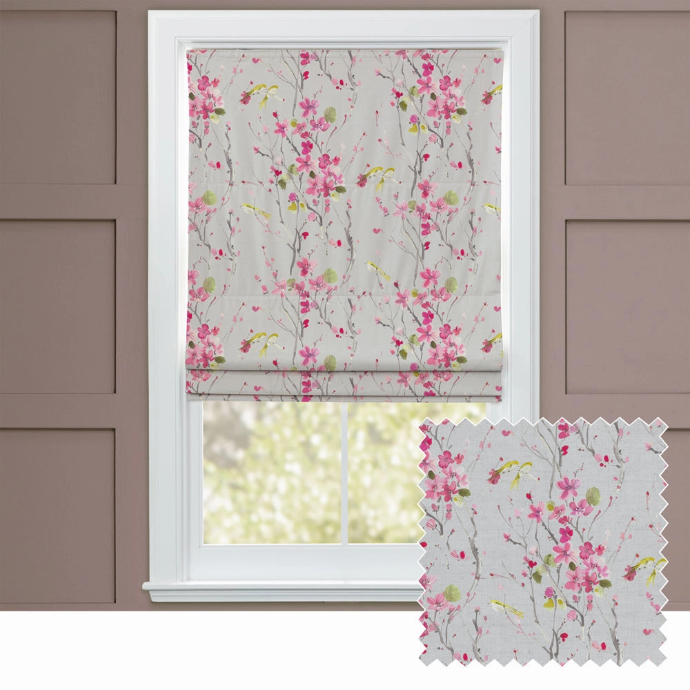 Armathwaite Printed Cotton Made to Measure Roman Blinds Blossom/Silverbedding sets ,throw blankets 