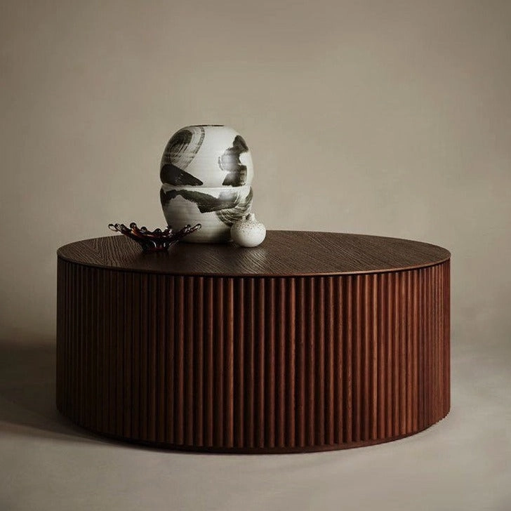 Art Deco Solid Wood Round Coffee Table