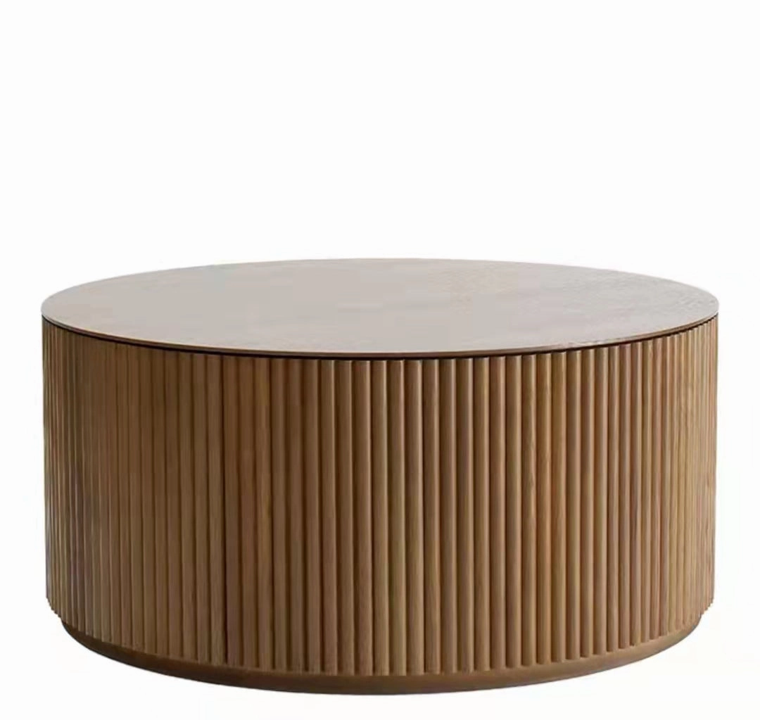 Art Deco Solid Wood Round Coffee Table