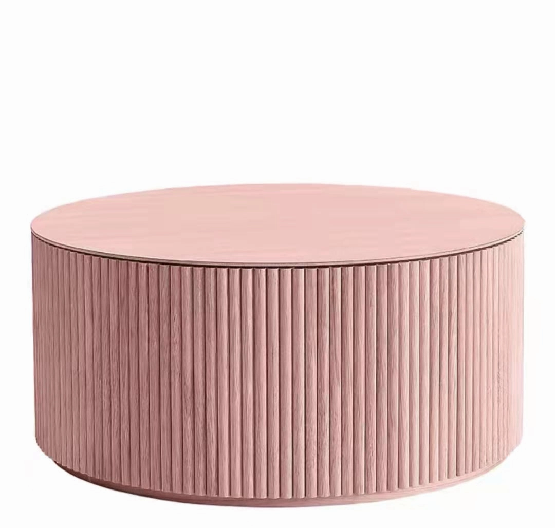 Art Deco Solid Wood Round Coffee Table