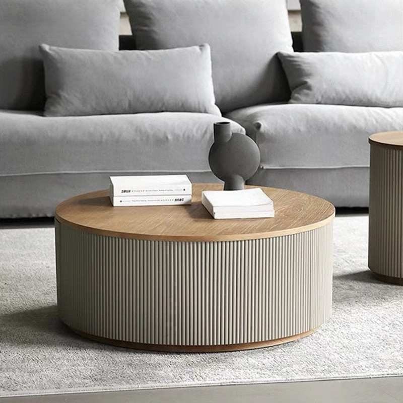 Art Deco Solid Wood Round Coffee Table