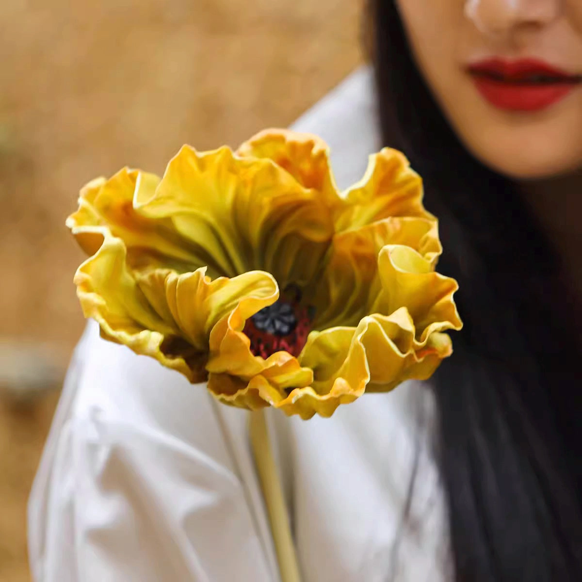 Artificial Dahlia and Poppies Stems
