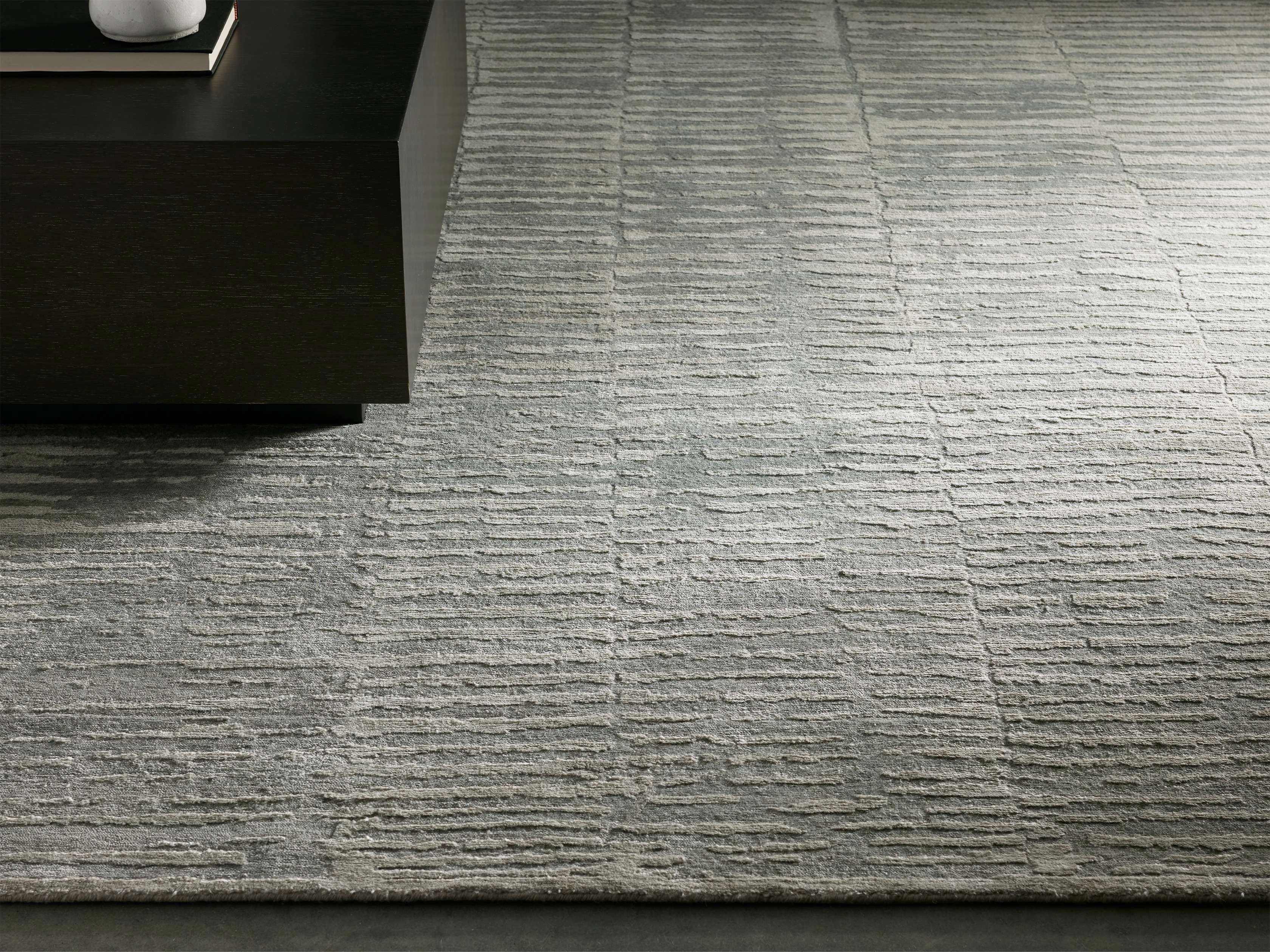 Artim Hand-Knotted Rug in Greymodern color block patchwork rug