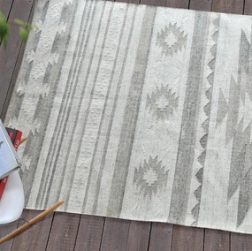 Arva Cream and Beige Modern Kilim Rugmodern color block patchwork rug