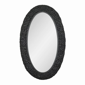 Athena 457MI24MBB 24x40 Oval Wall Mirror - Matte Black/Black Seagrasswall mounted decorative mirror,full length dressing mirror