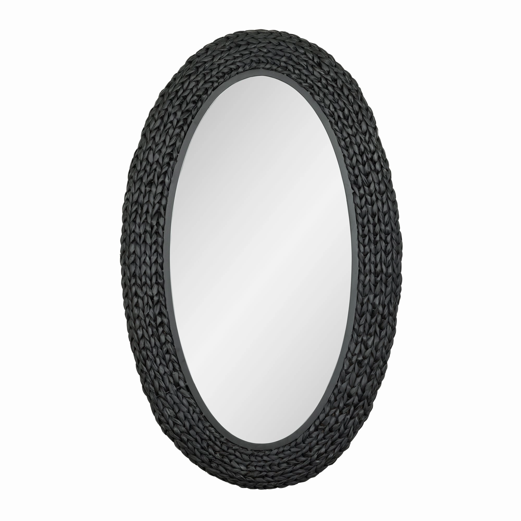 Athena 457MI24MBB 24x40 Oval Wall Mirror - Matte Black/Black Seagrasswall mounted decorative mirror,full length dressing mirror