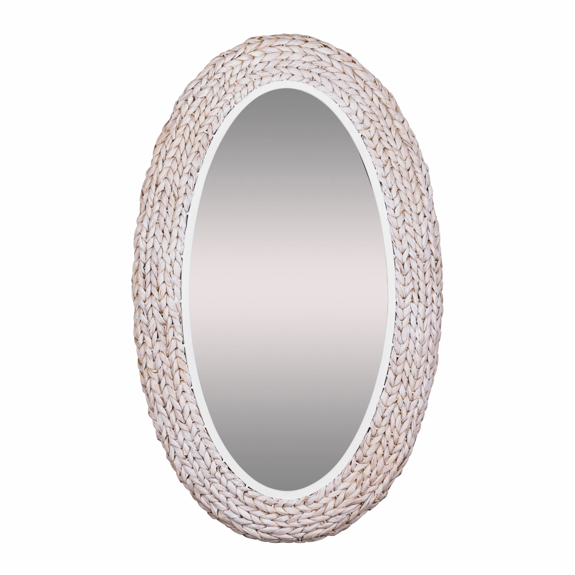 Athena in Whitewash 457MI24MWW 24x40 Oval Wall Mirror - Matte White/Whitewash Seagrasswall mounted decorative mirror,full length dressing mirror