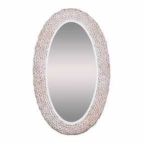 Athena in Whitewash 457MI24MWW 24x40 Oval Wall Mirror - Matte White/Whitewash Seagrasswall mounted decorative mirror,full length dressing mirror