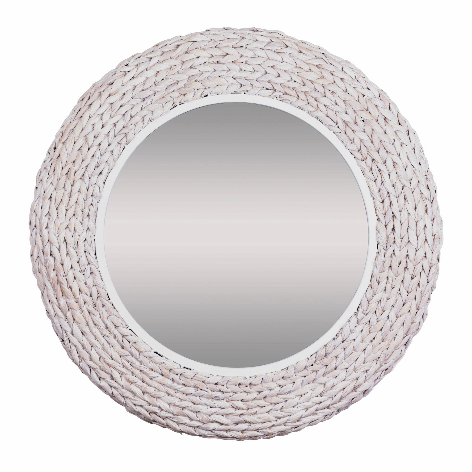 Athena in Whitewash 457MI30MWW 30-in Round Wall Mirror - Matte White/Whitewash Seagrasswall mounted decorative mirror,full length dressing mirror