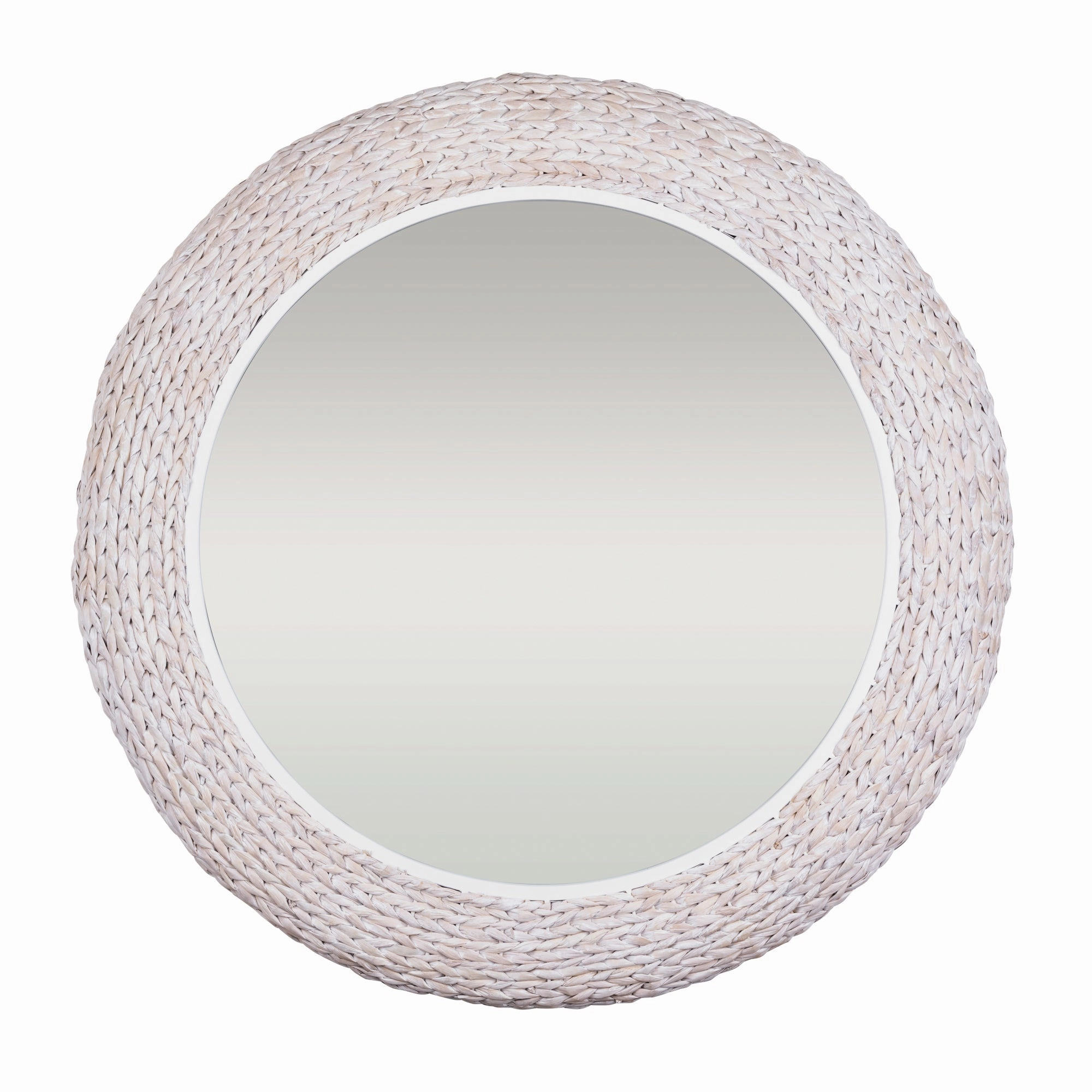 Athena in Whitewash 457MI40MWW 40-in Round Wall Mirror - Matte White/Whitewash Seagrasswall mounted decorative mirror,full length dressing mirror