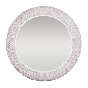 Athena in Whitewash 457MI40MWW 40-in Round Wall Mirror - Matte White/Whitewash Seagrasswall mounted decorative mirror,full length dressing mirror