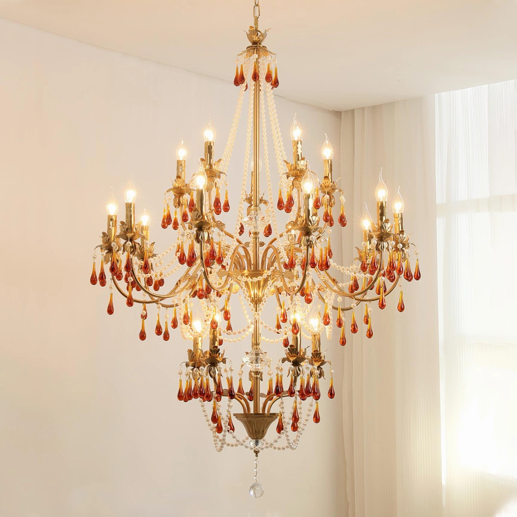 Aureate Amber Crystal Chandelier