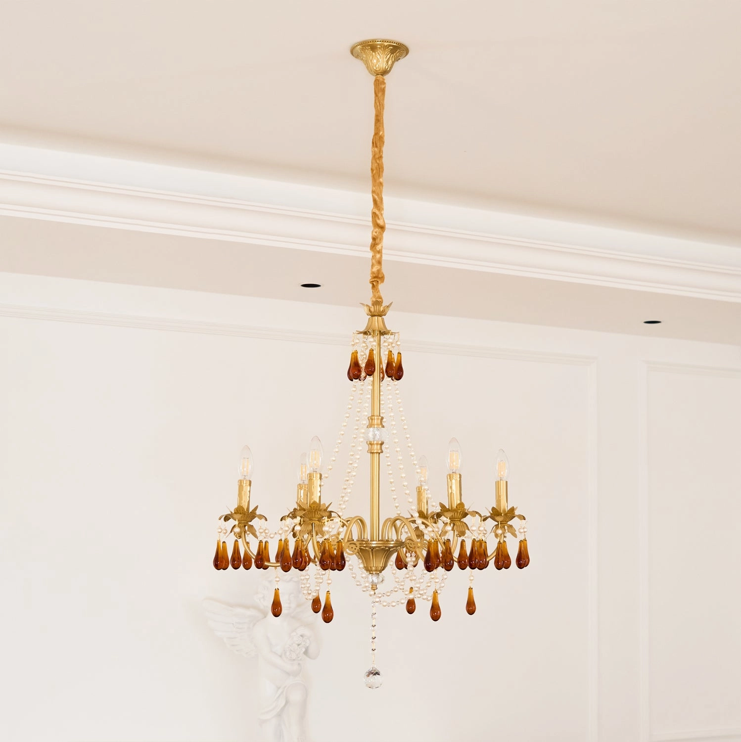 Aureate Amber Crystal Chandelier