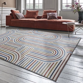 Austin Retro Lines Rugmodern color block patchwork rug