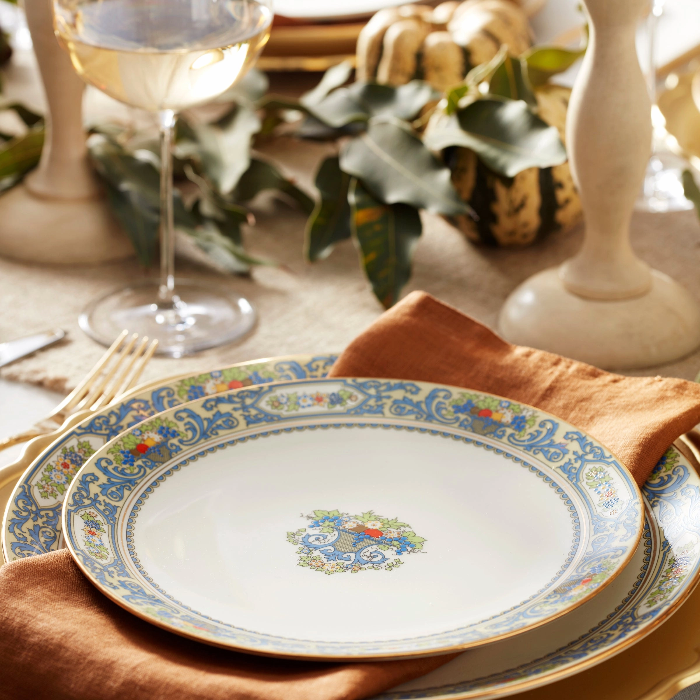 Autumn White Dinner Plates - Set of 4