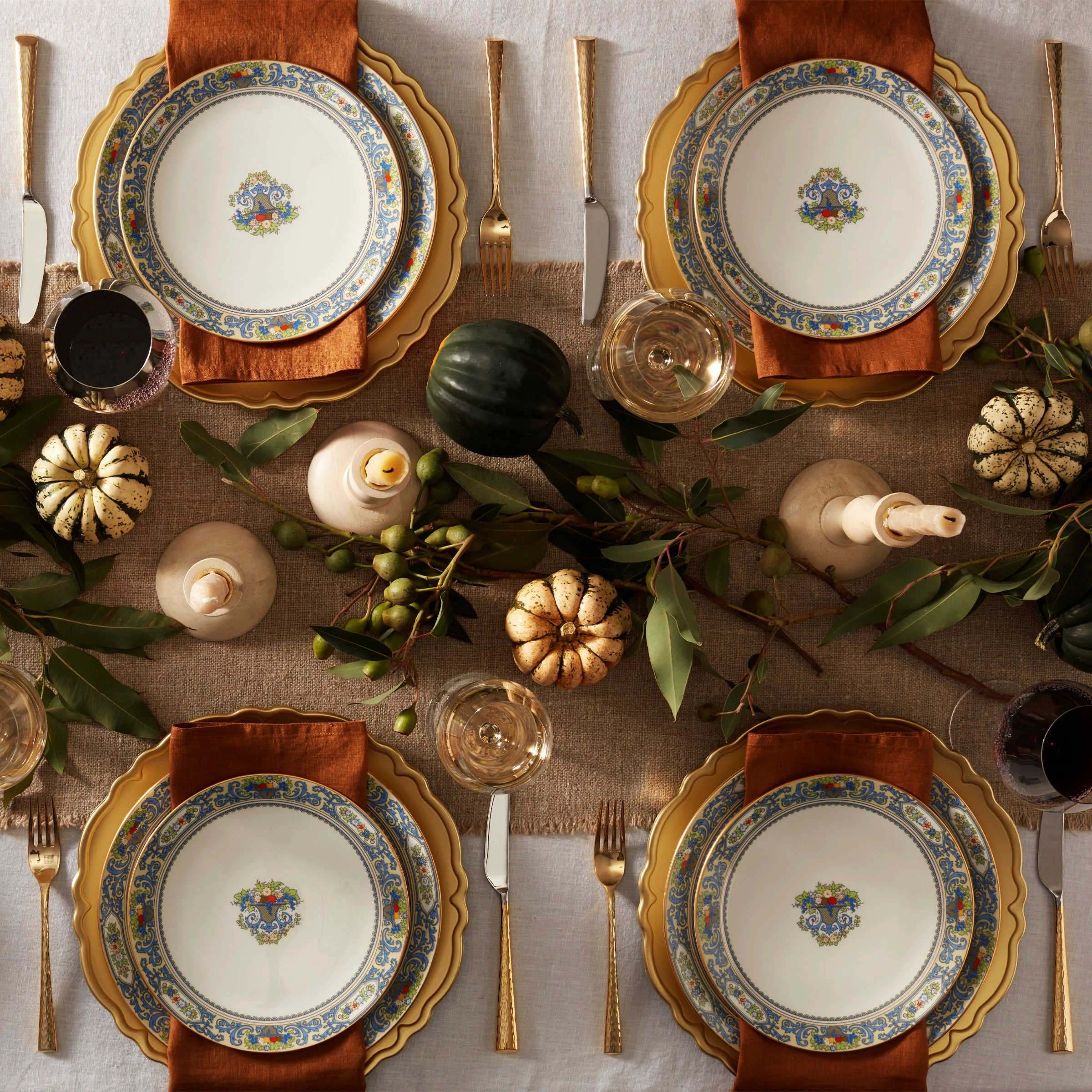 Autumn White Dinner Plates - Set of 4