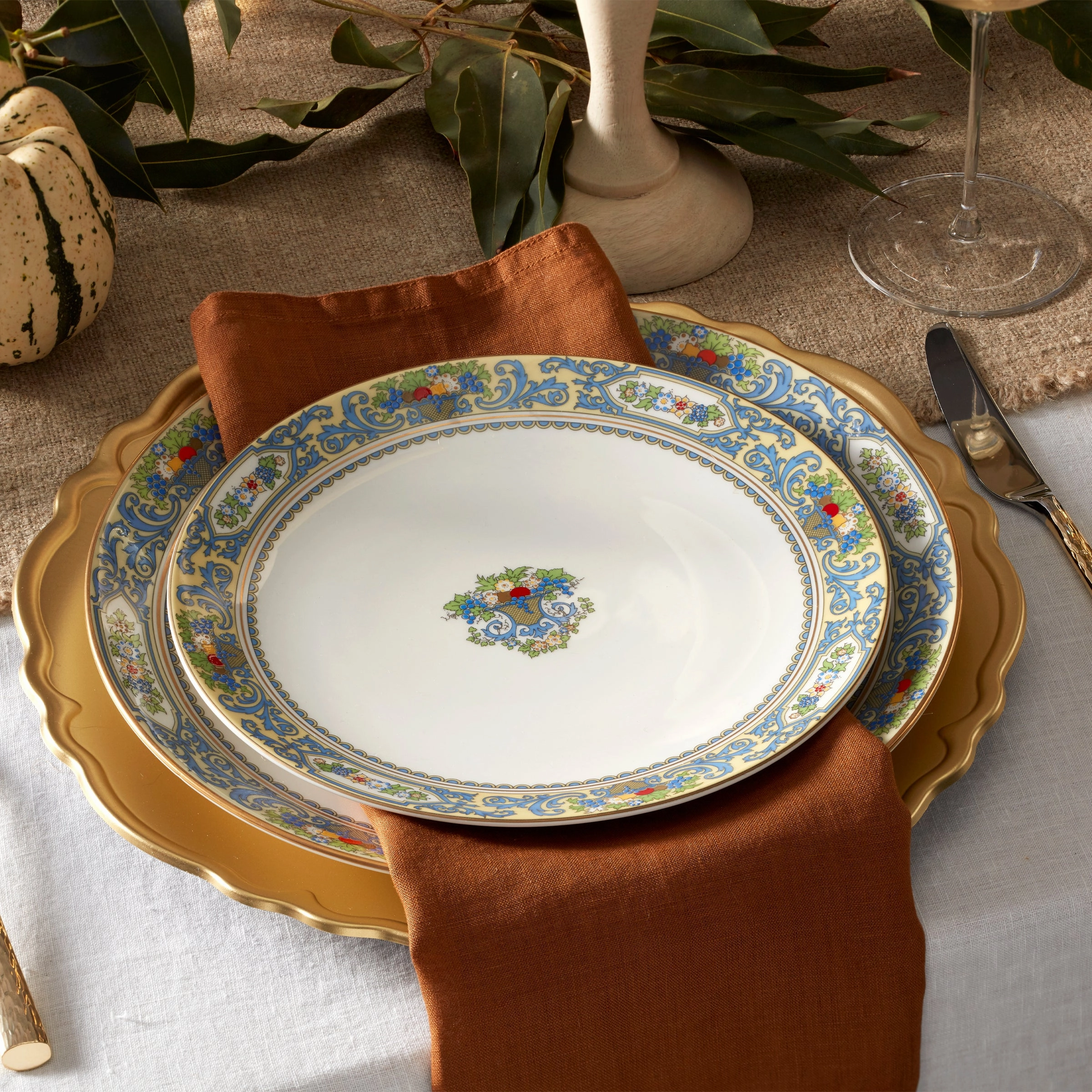 Autumn White Dinner Plates - Set of 4