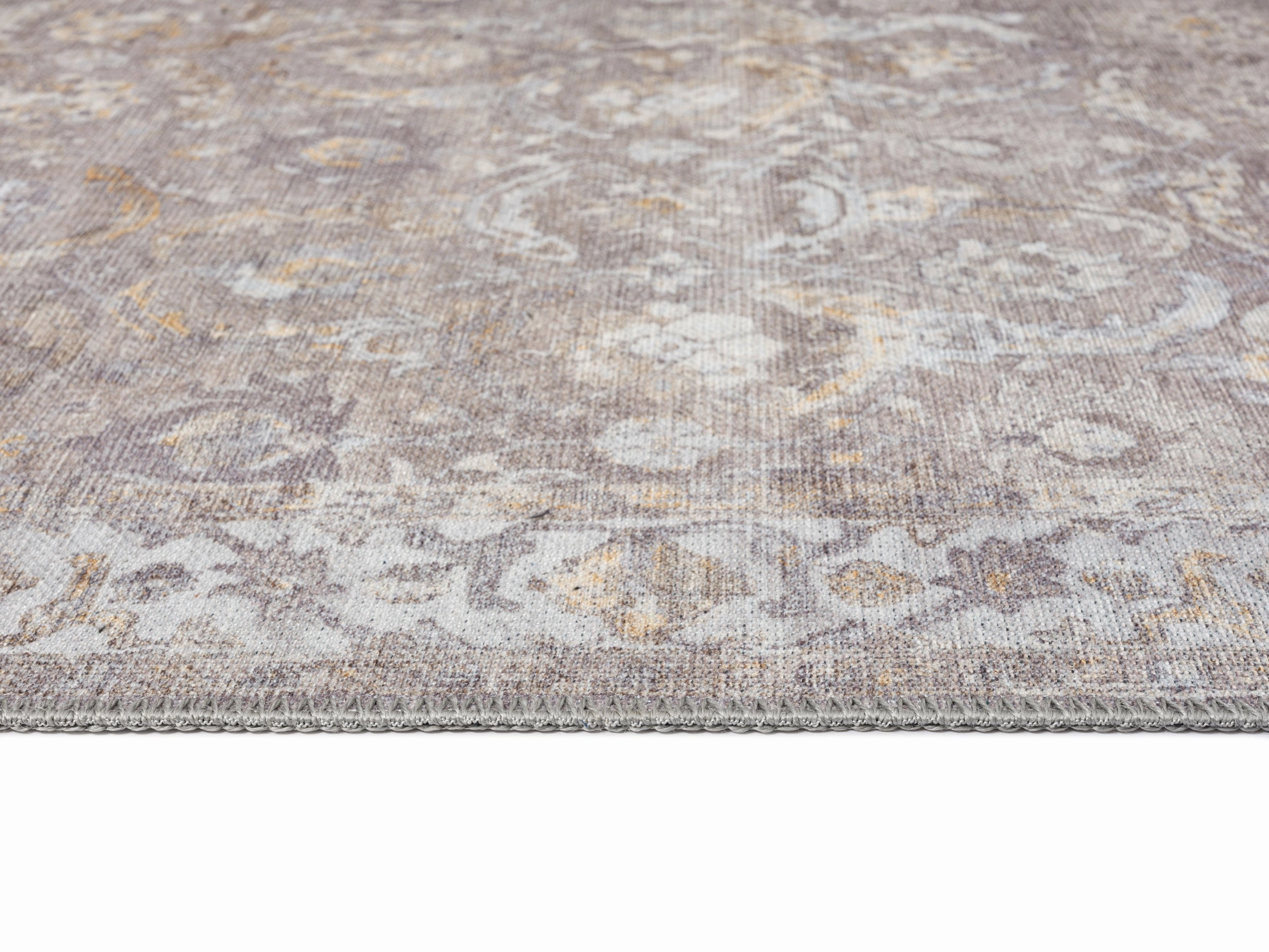 Ava Grey and Gold Traditional Distressed Washable Rug *NO RETURNS UNLESS FAULTY