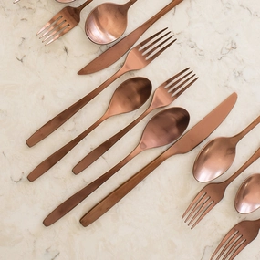 Averie Copper Satin 20 Piece Flatware Seteco-friendly bamboo fiber tableware set 