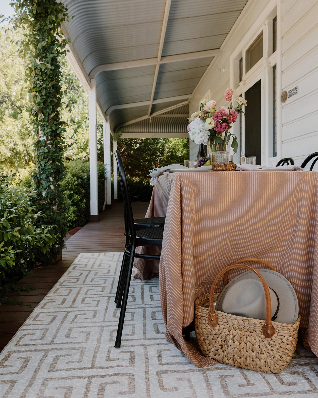 Ayat Beige Cream Indoor Outdoor Washable Rug