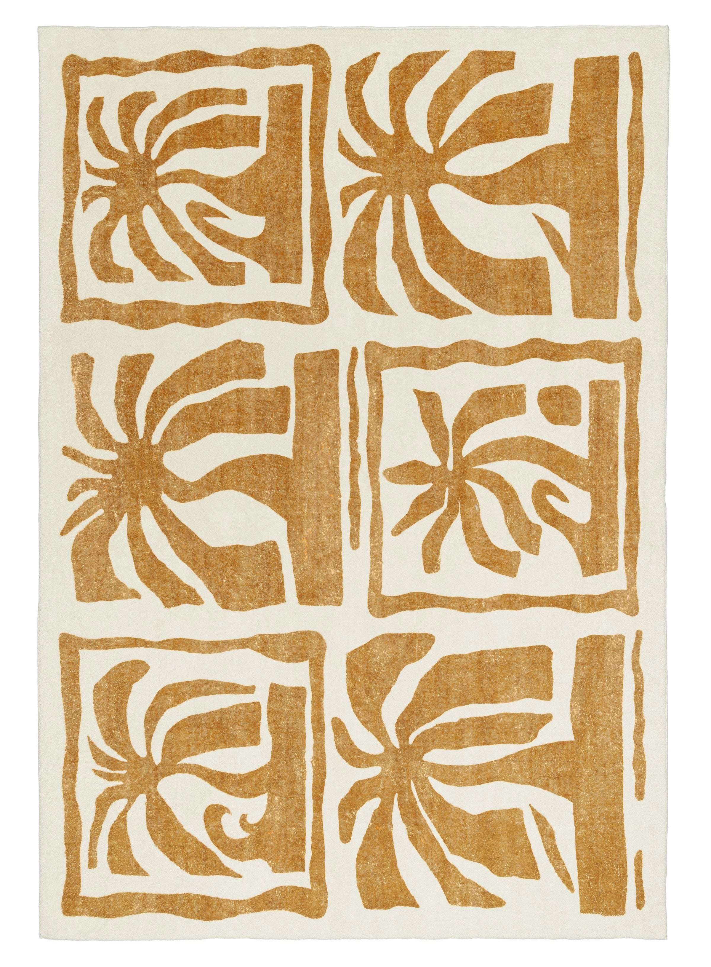 Azalea Brown Tan Waves and Palms Washable Rugmodern color block patchwork rug