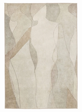 Azra Grey and Beige Abstract Washable Rugmodern color block patchwork rug
