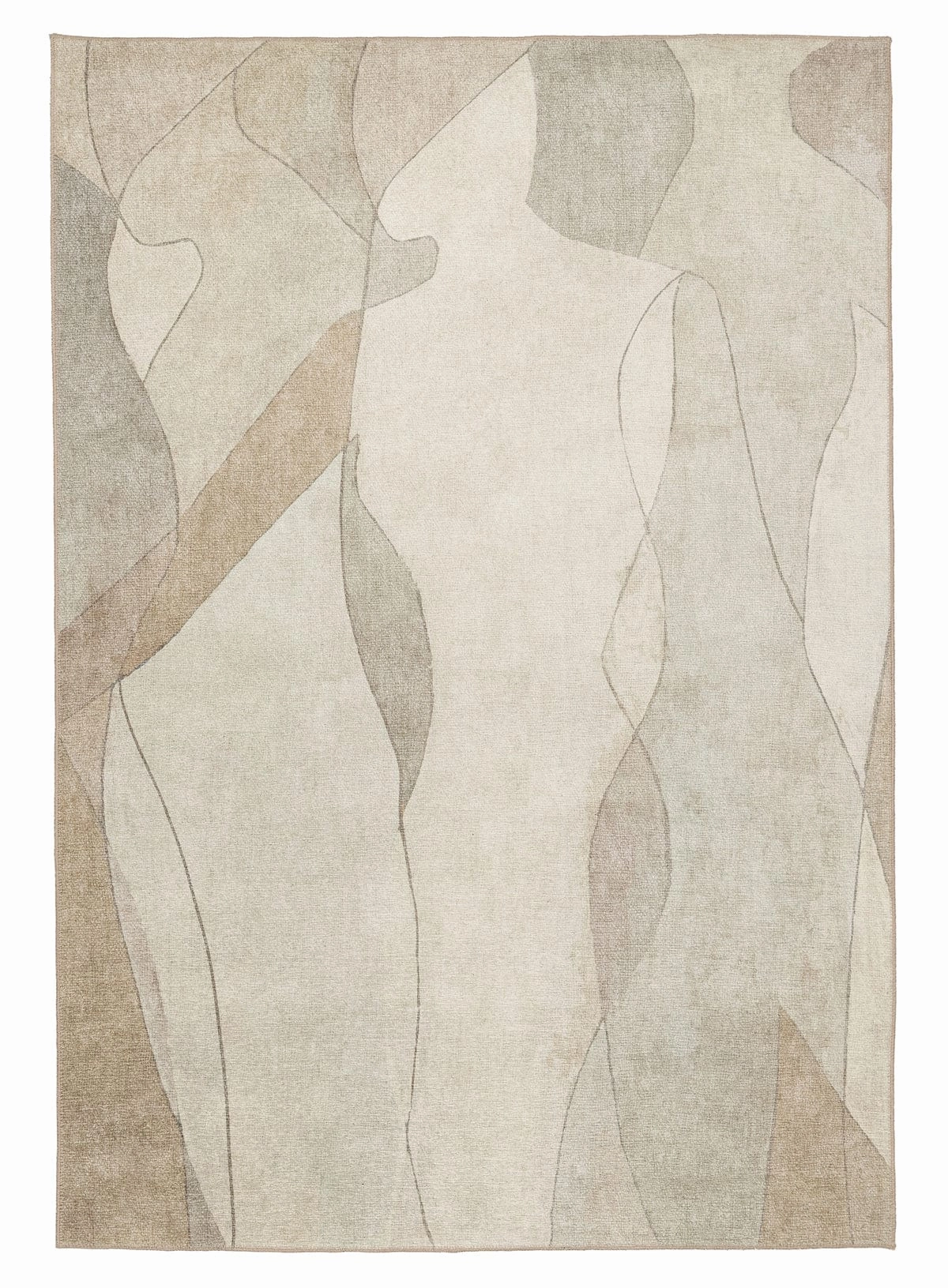 Azra Grey and Beige Abstract Washable Rugmodern color block patchwork rug