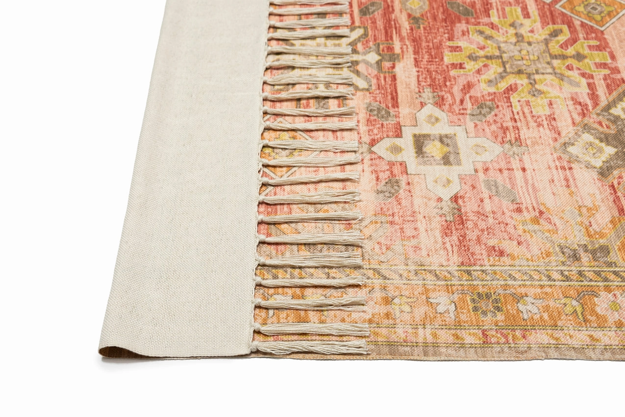Bakari Pink and Orange Boho Picnic Rug