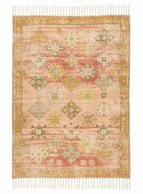Bakari Pink and Orange Boho Picnic Rugmodern color block patchwork rug