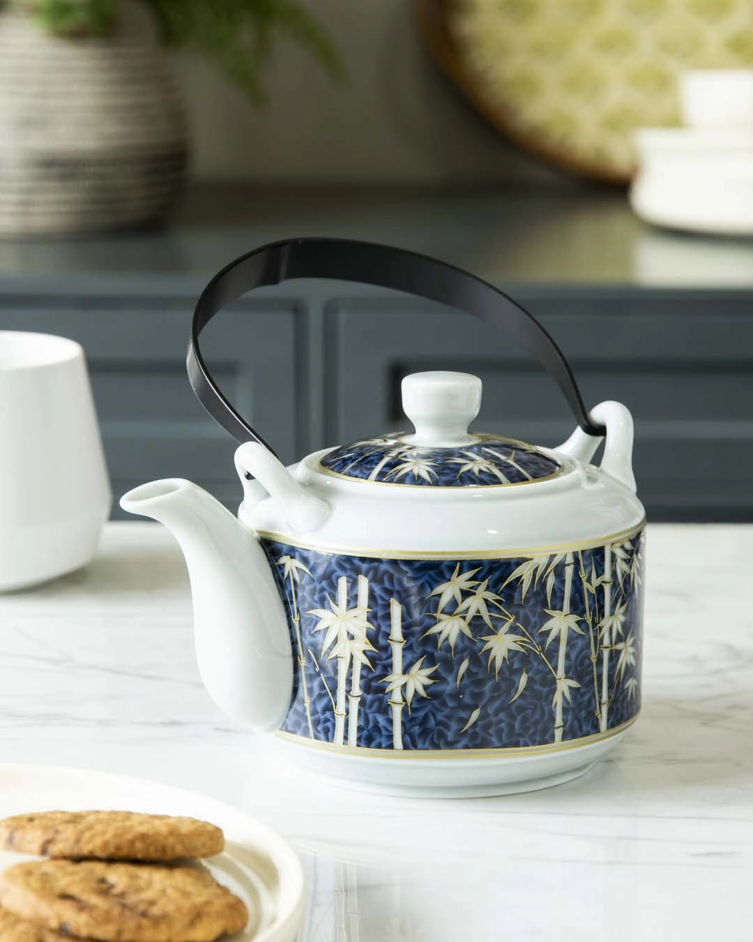 Bamboo Ceramic Tea Kettlemodern kitchen decor ,kitchen dinner set ,dinnerware 