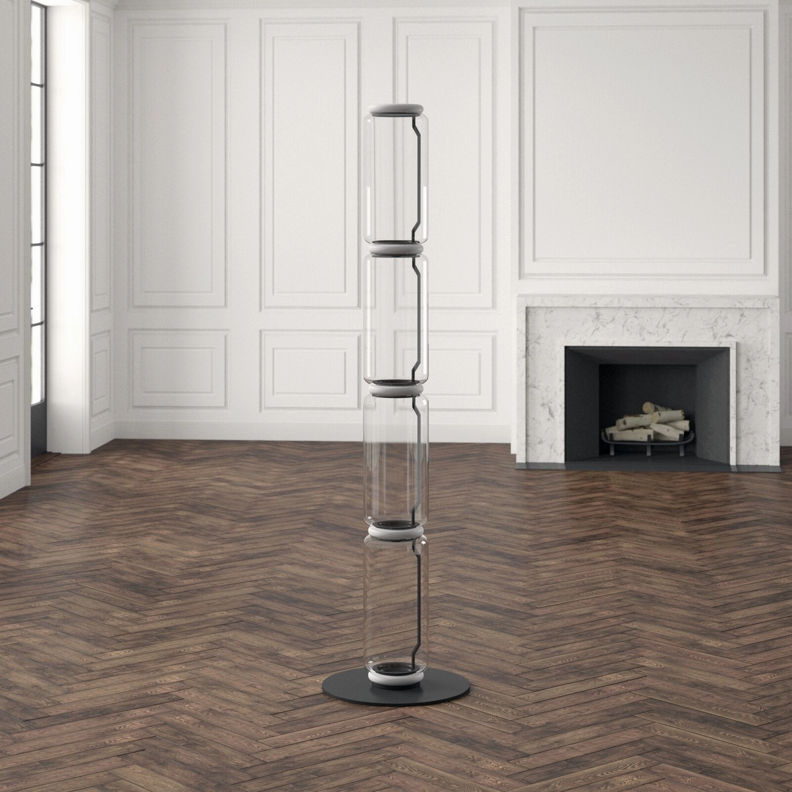 Bamboo Glass Floor Lamp