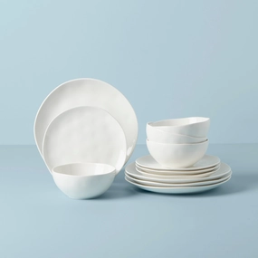 Bay Colors 12-Piece Dinnerware Set, Whitemodern kitchen decor ,kitchen dinner set ,dinnerware 