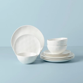 Bay Colors 12-Piece Dinnerware Set, Whitesummer decor ,outdoor summer decor 