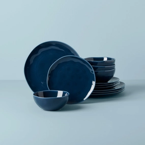 Bay Colors Blue 12-Piece Dinnerware Setsummer decor ,outdoor summer decor 
