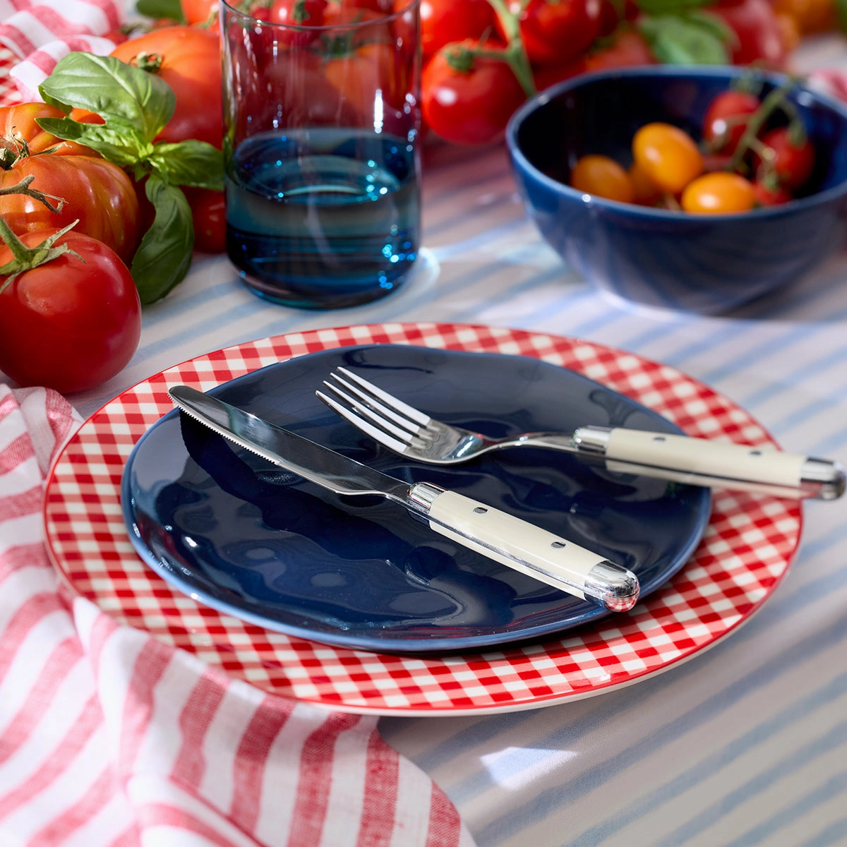 Bay Colors Blue Accent Plates - Set of 4