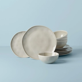 Bay Colors Grey 12-Piece Dinnerware Setmodern kitchen decor ,kitchen dinner set ,dinnerware 
