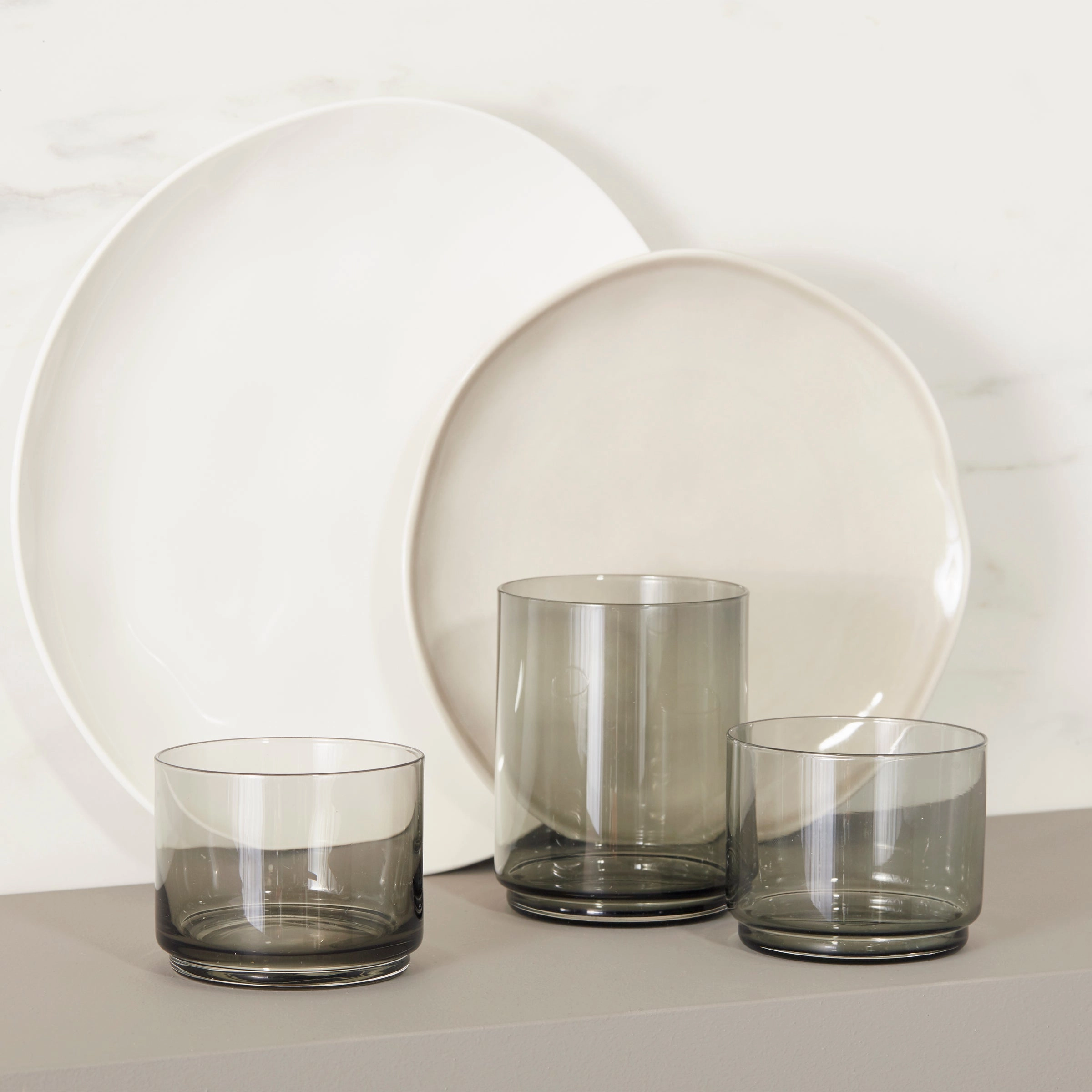 Bay Colors Grey 12-Piece Dinnerware Set