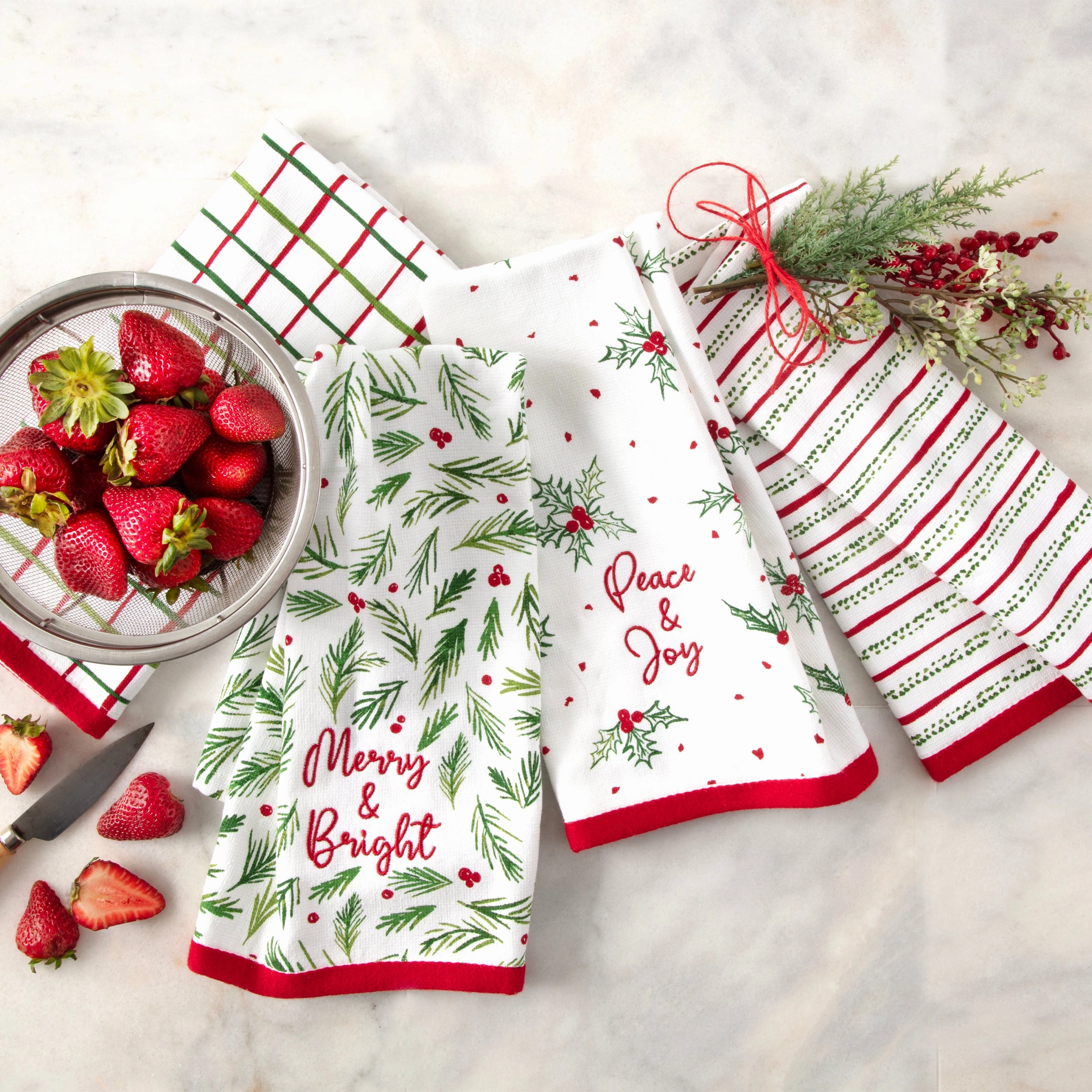 Bayberry Assorted Kitchen Towels - Set Of 4