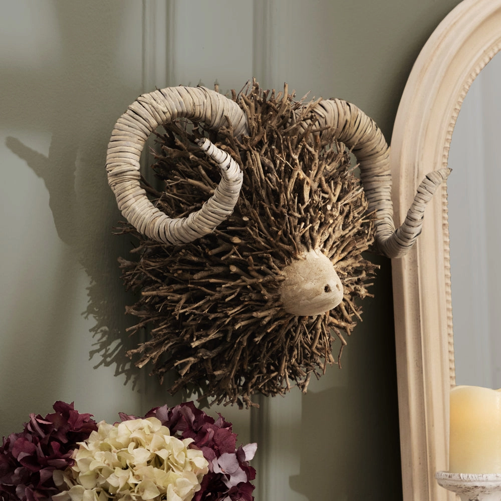 Beau Hand Crafted Ram Wooden Sculpture Brownmodern home decor ,home decor for bedroom 
