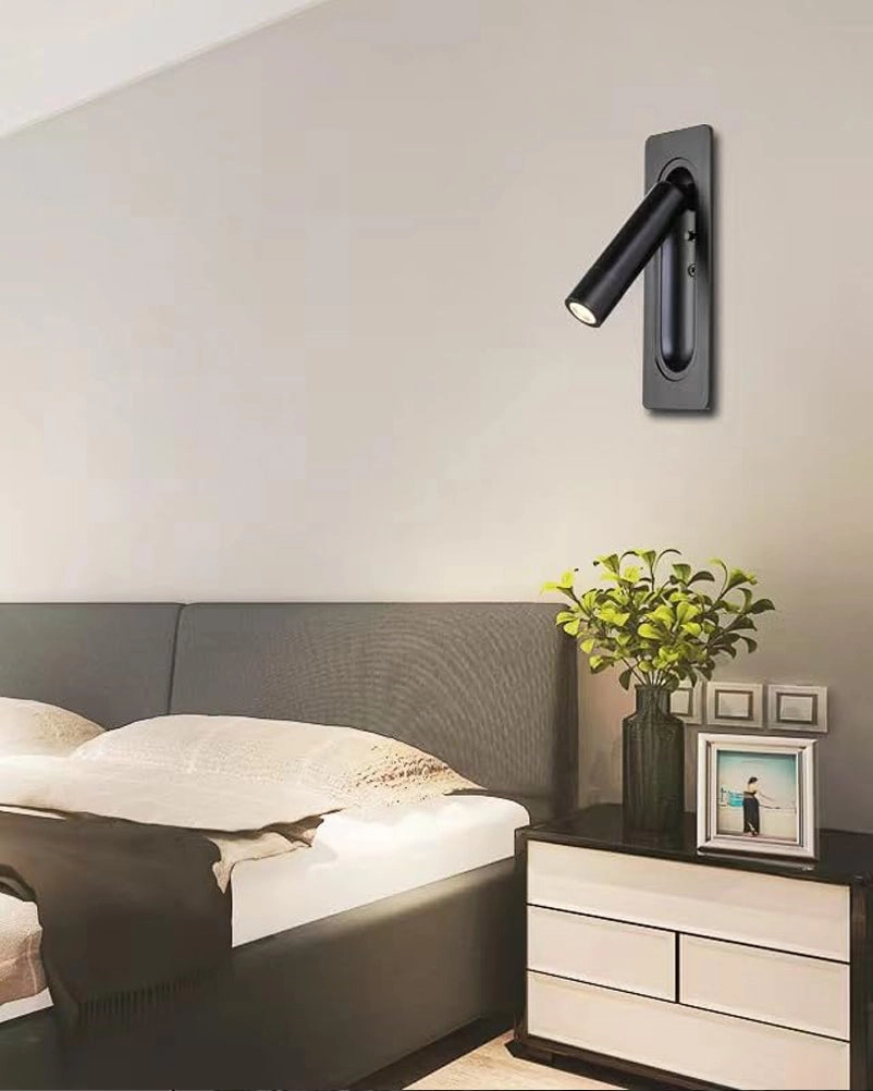 Bedside Wall Light with Spot-6W Black