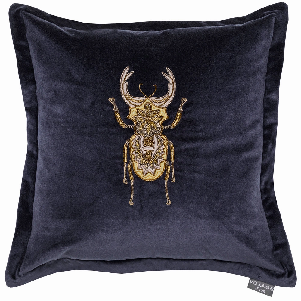 Bellatrix Embroidered Feather Cushion Blue