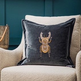 Bellatrix Embroidered Feather Cushion Slatebedding sets ,throw blankets 